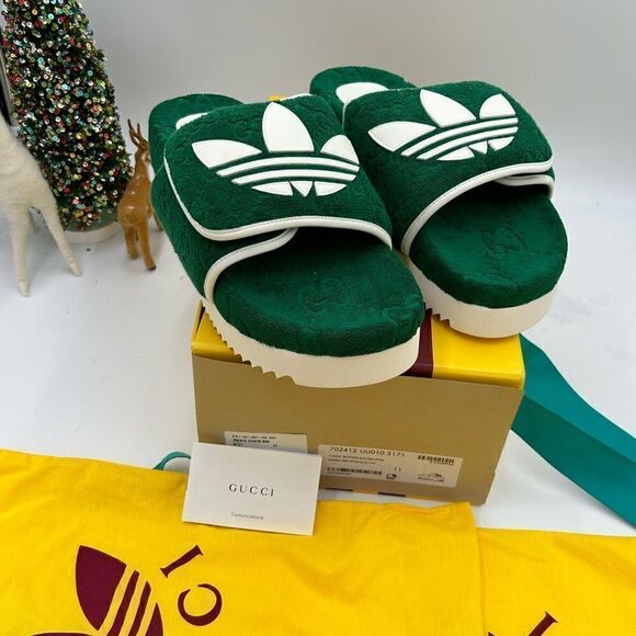 Men’s Gucci X Adidas, slide sandals size 11 made in Italy - Picture 2 of 10